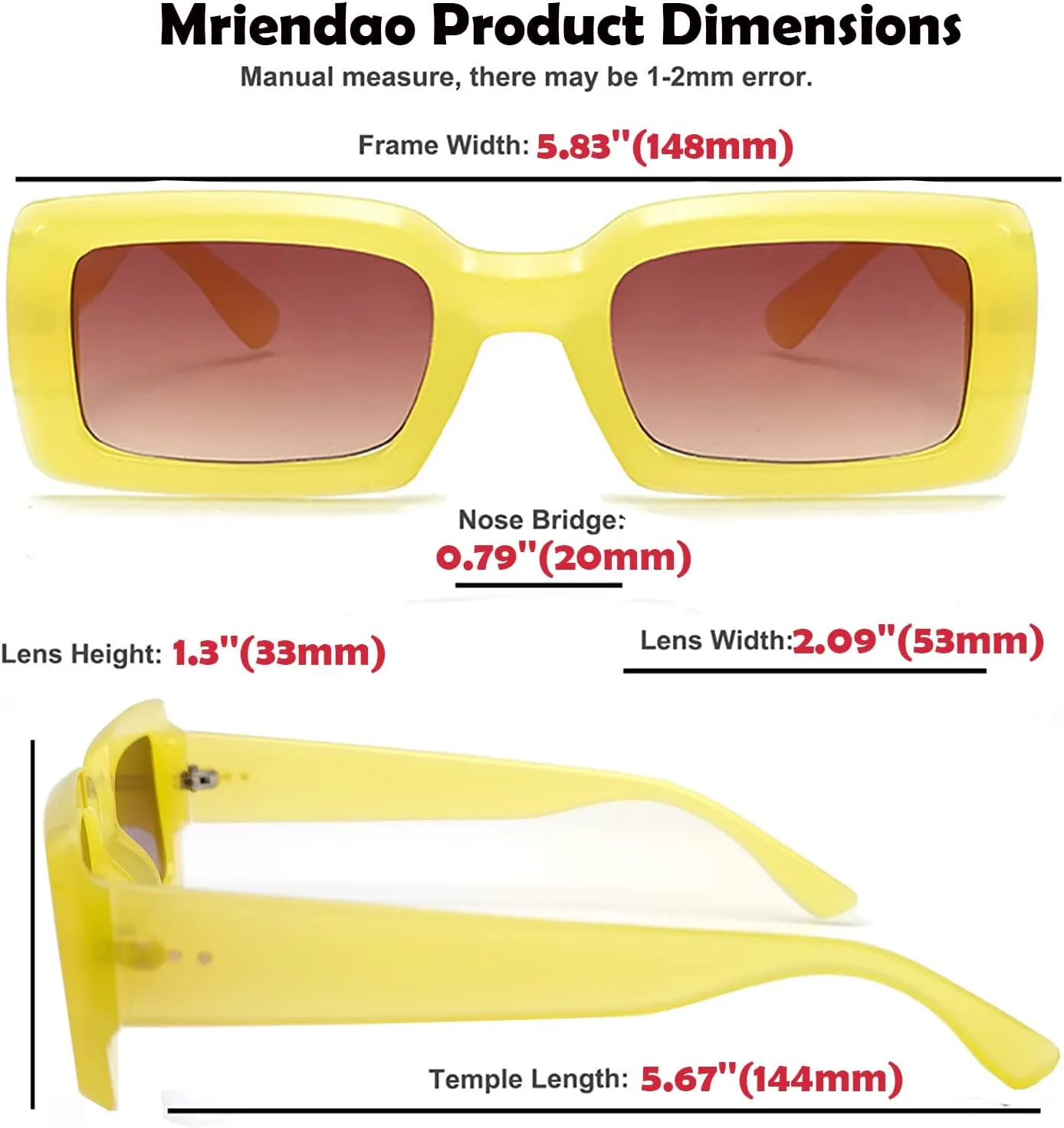 Trendy Rectangle Sunglasses for Women Men Retro 90s Glasses Shades Fashion Cute 2025 Sunglasses