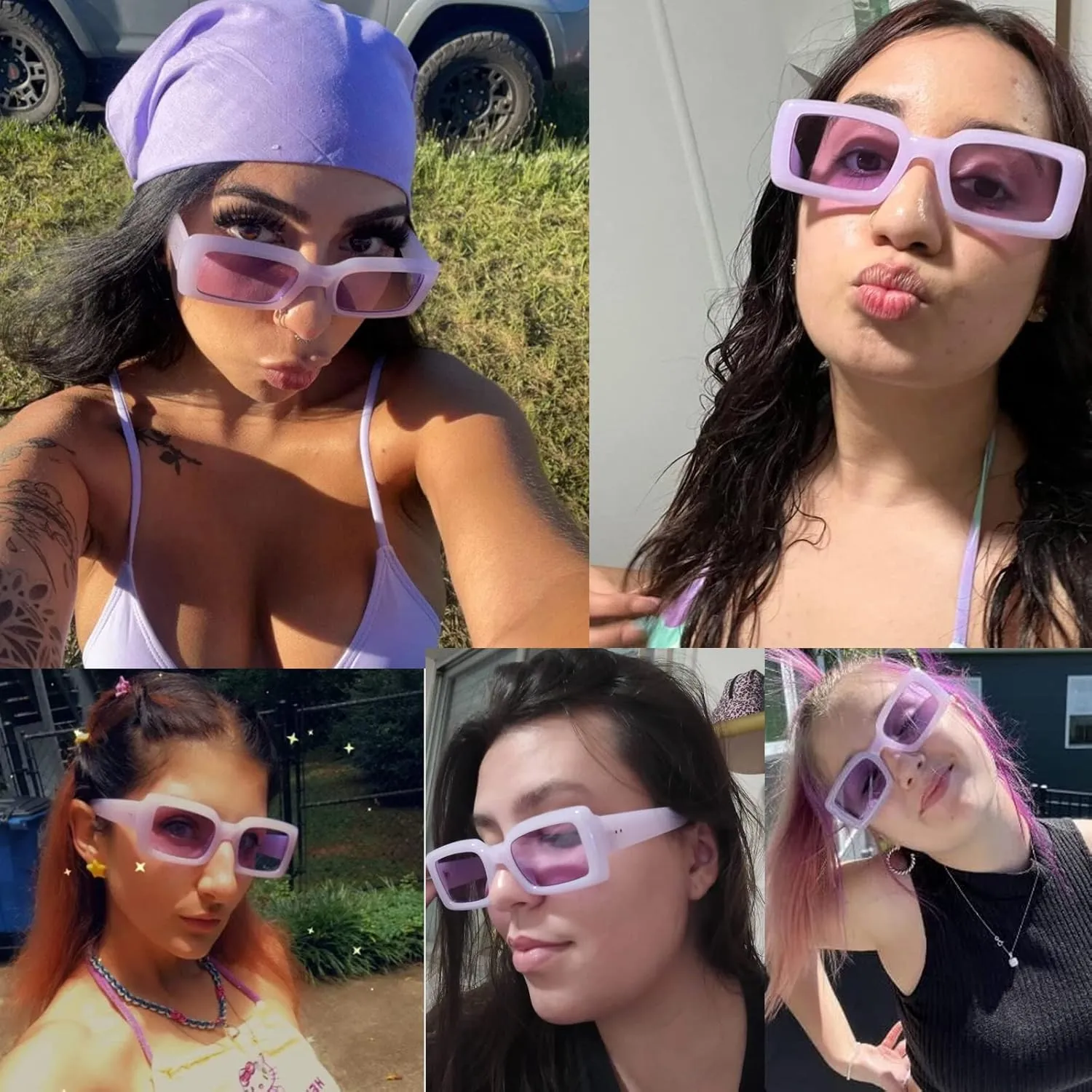 Trendy Rectangle Sunglasses for Women Men Retro 90s Glasses Shades Fashion Cute 2025 Sunglasses