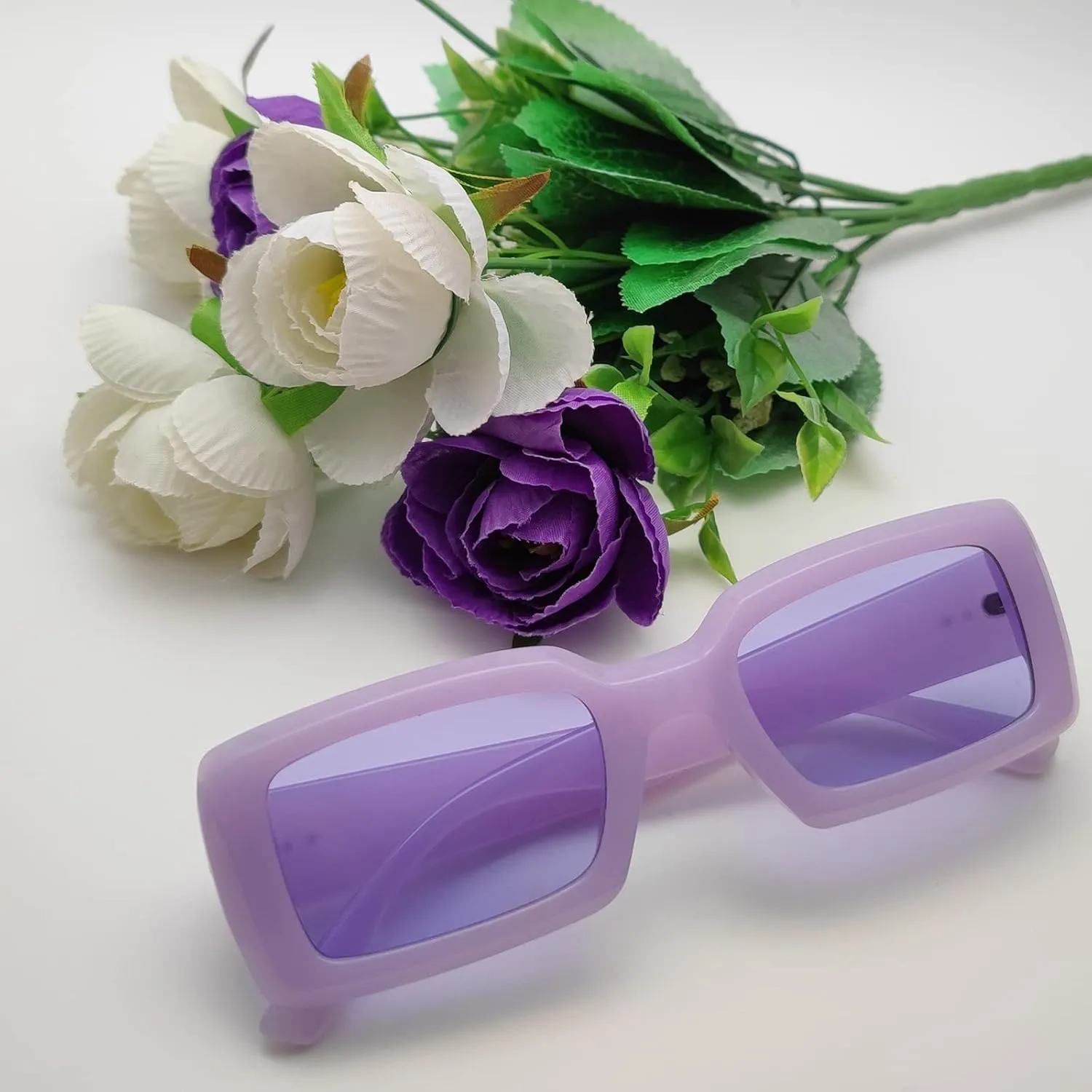 Trendy Rectangle Sunglasses for Women Men Retro 90s Glasses Shades Fashion Cute 2025 Sunglasses