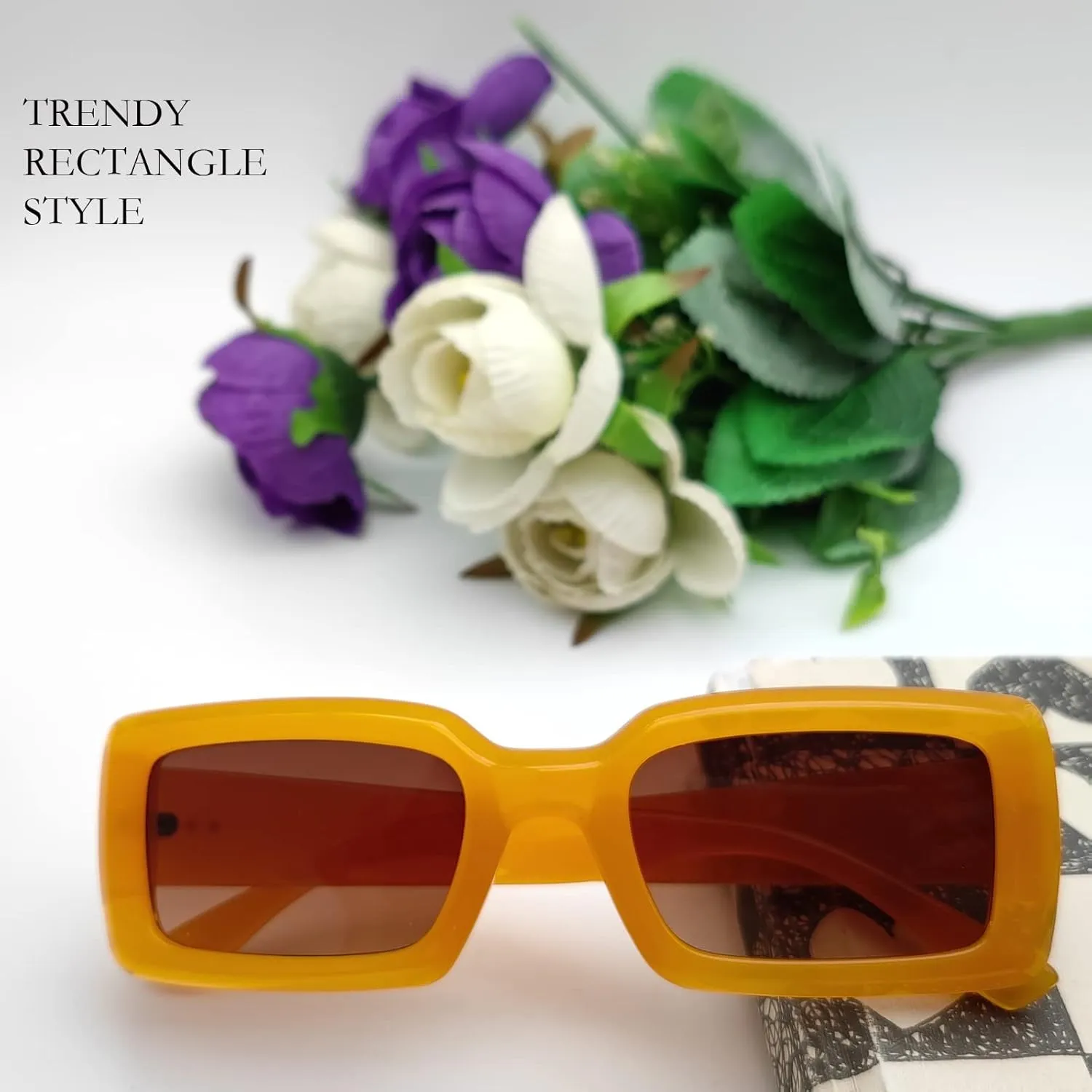 Trendy Rectangle Sunglasses for Women Men Retro 90s Glasses Shades Fashion Cute 2025 Sunglasses