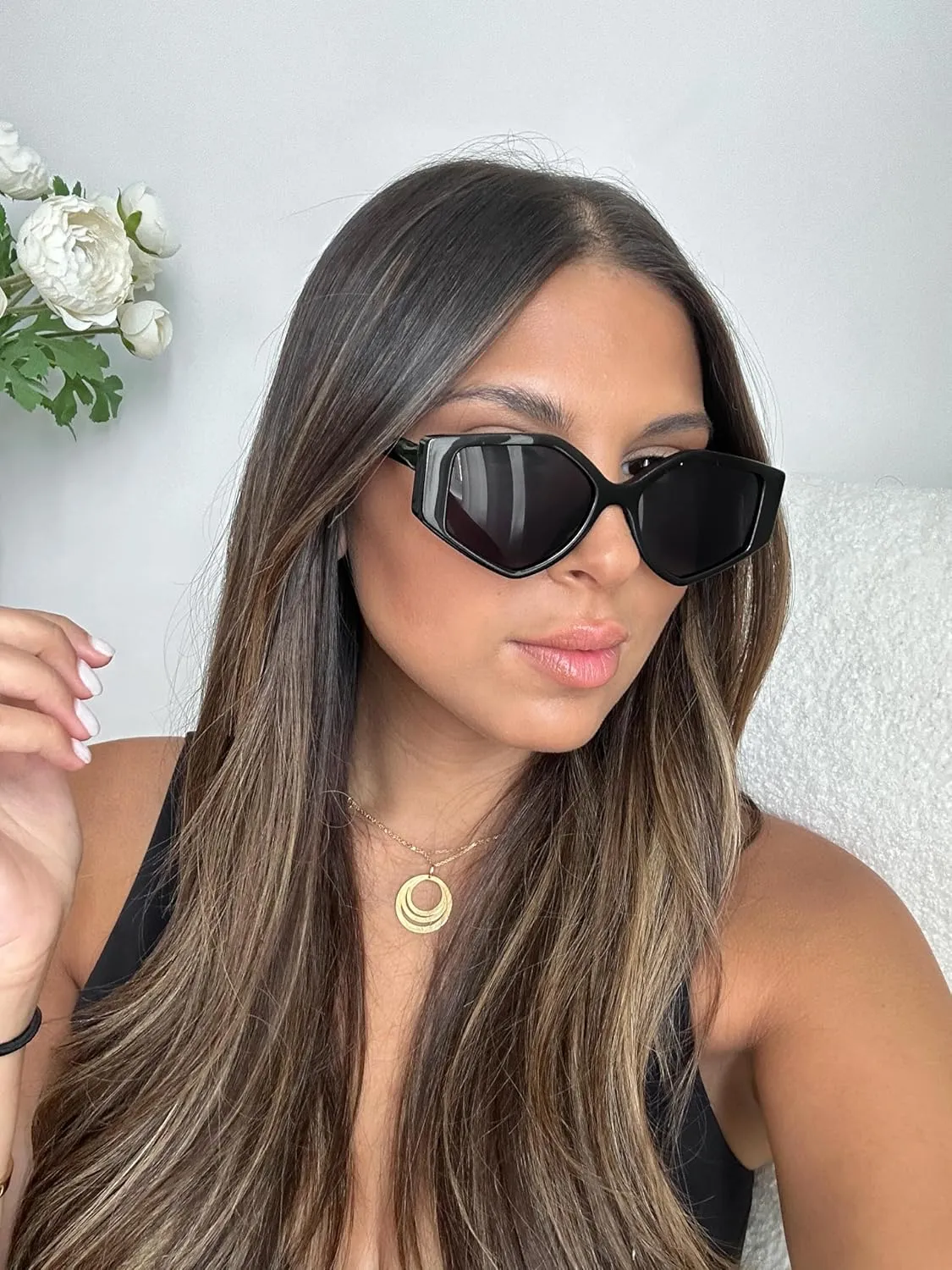 Trendy Sunglasses for Women - Sunglasses Womens with UV protection - Vintage Retro Oval Y2K Fashion Sun Glasses