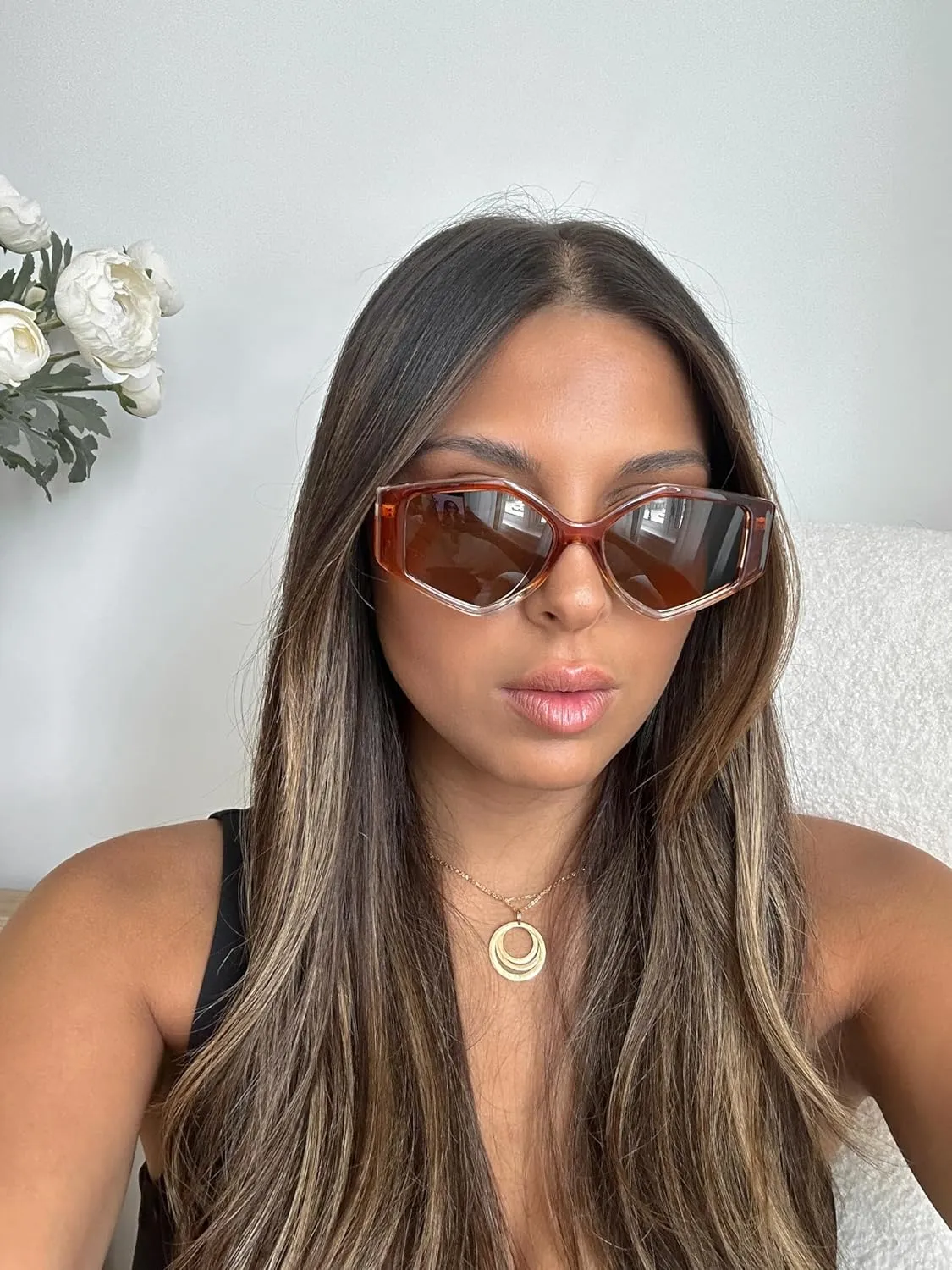 Trendy Sunglasses for Women - Sunglasses Womens with UV protection - Vintage Retro Oval Y2K Fashion Sun Glasses