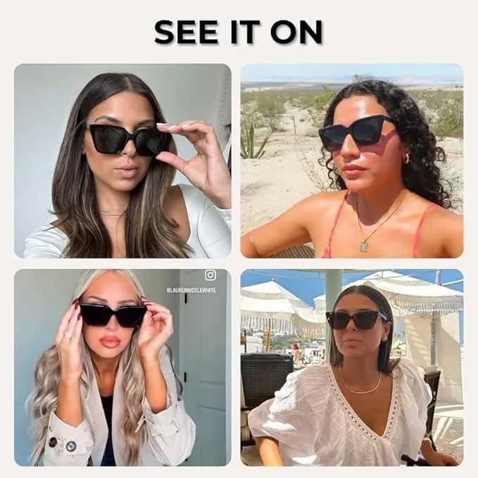 Trendy Sunglasses for Women - Sunglasses Womens with UV protection - Vintage Retro Oval Y2K Fashion Sun Glasses