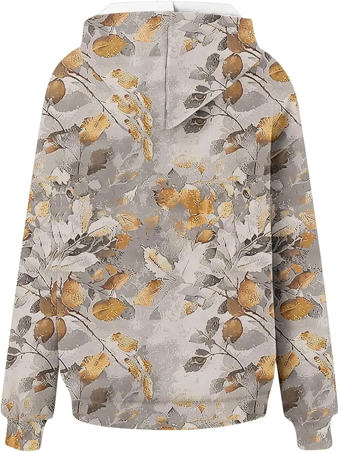 Vintage Camo Sweatshirt Women Maple Leaf Print Winter Fleece Hoodie Casual Long Sleeve Pullover with Kangaroo Pocket