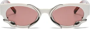 Vintage Narrow Cateye Sunglasses Trendy Small Oval Metal Snake Y2k Accessories