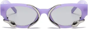 Vintage Narrow Cateye Sunglasses Trendy Small Oval Metal Snake Y2k Accessories
