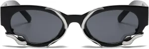 Vintage Narrow Cateye Sunglasses Trendy Small Oval Metal Snake Y2k Accessories
