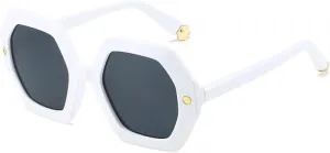 Vintage Polygon Sunglasses for Women Fashion Metal Rivets Uv400 Trending Men Gradient