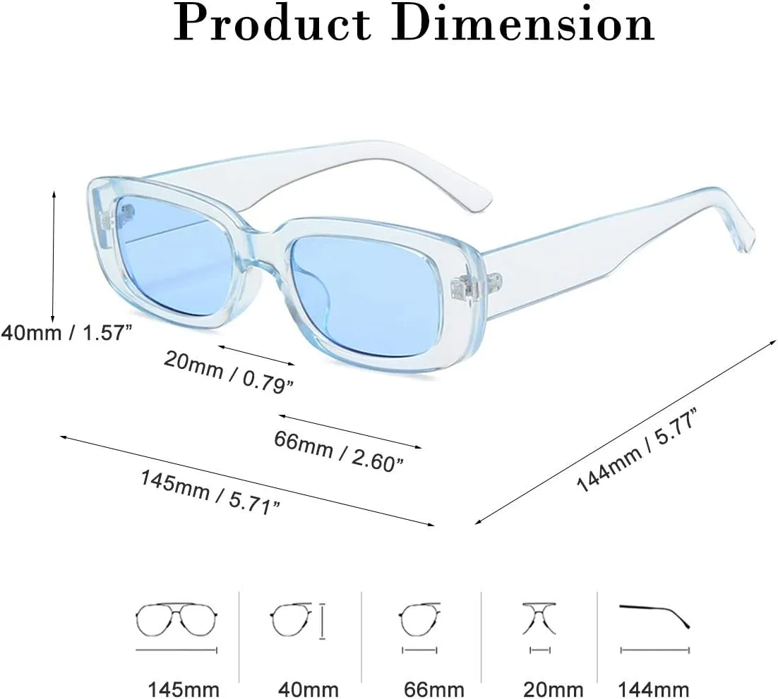 Vintage Rectangle Sunglasses Small Square Non Polarized Lens