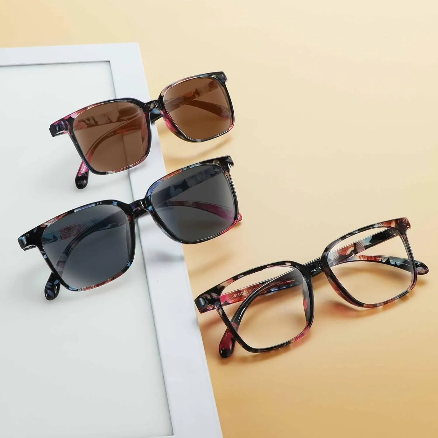 VisionGlobal 3 Pairs Comfort Sunglasses include UV400 Sunglasses& Blue Light Blocking Glasses for Women/Men