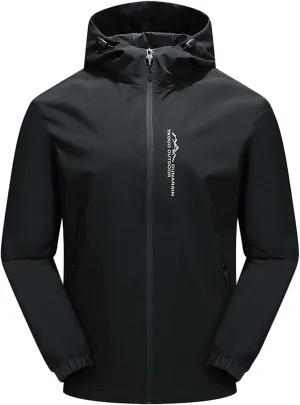 Waterproof Jackets for Men Lightweight Full Zip Long Sleeve Windbreaker Jackets with Hood Detachable Hiking Coats