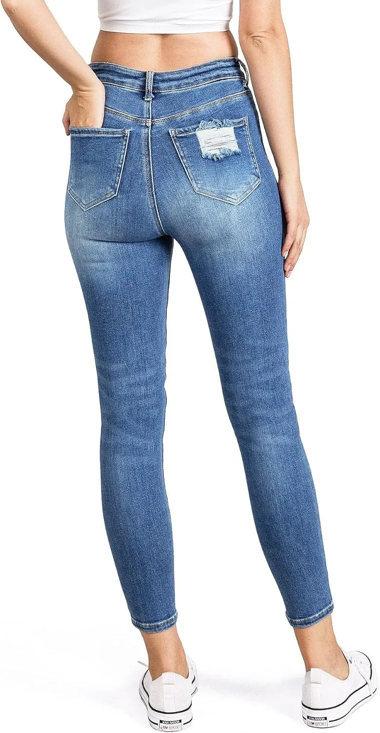 WAX JEAN Women's High Waisted Ankle Skinny 'Comfy Knit Denim' Jeans