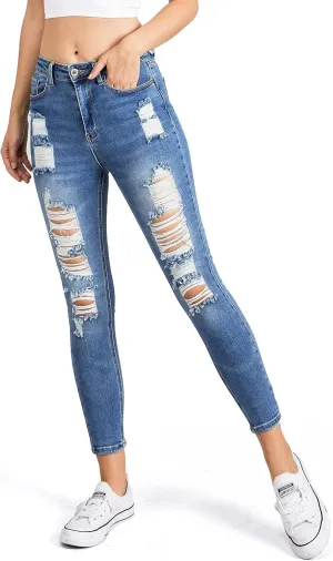 WAX JEAN Women's High Waisted Ankle Skinny 'Comfy Knit Denim' Jeans