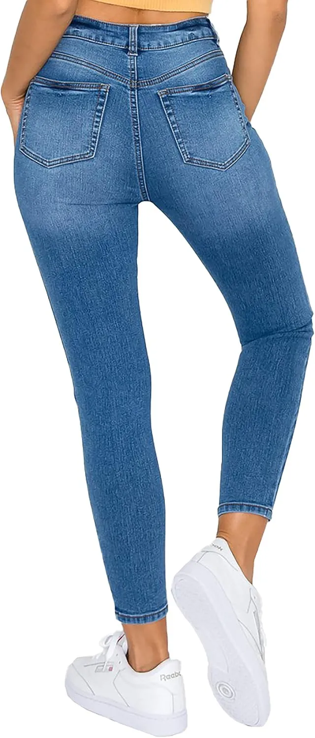 WAX JEAN Women's High Waisted Ankle Skinny 'Comfy Knit Denim' Jeans
