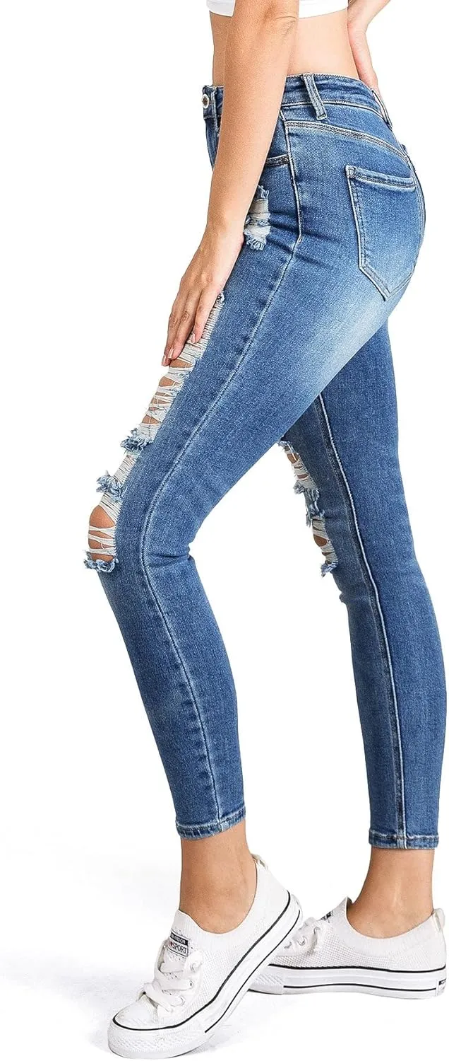 WAX JEAN Women's High Waisted Ankle Skinny 'Comfy Knit Denim' Jeans