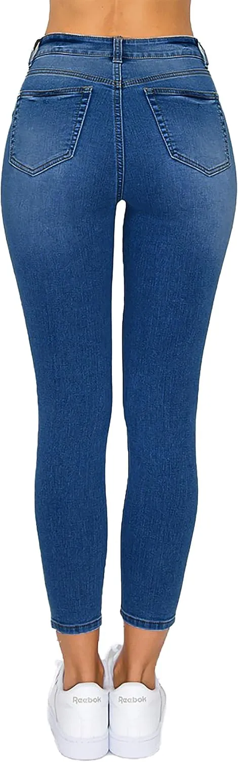 WAX JEAN Women's High Waisted Ankle Skinny 'Comfy Knit Denim' Jeans