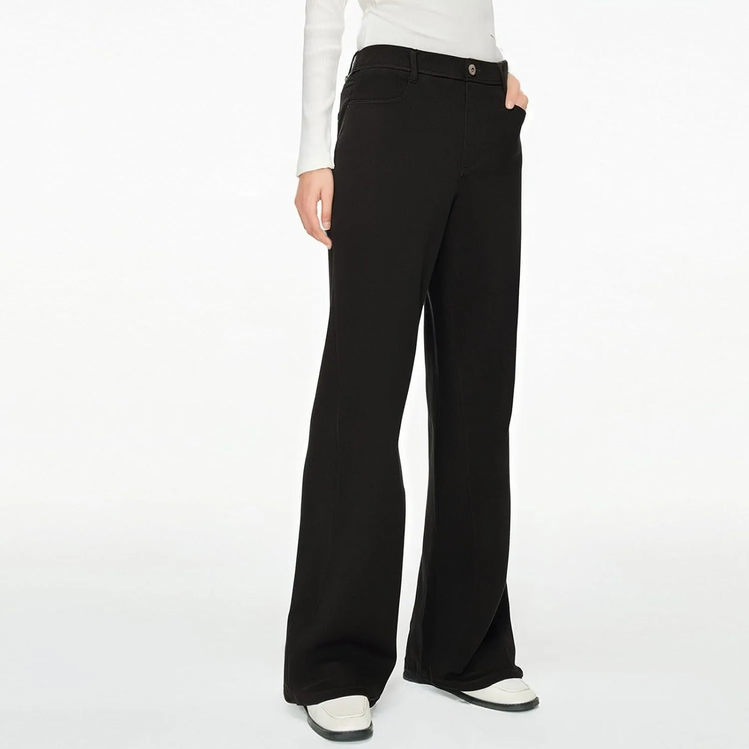 Wide Leg Jeans for Women Cropped High Waisted Trendy Button Fly Patch Pockets Stretchy Denim Pants Trousers Jeans