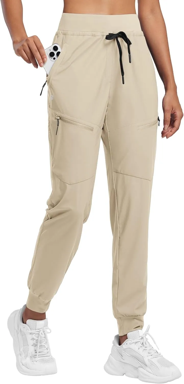 Willit Women's Joggers Lightweight Hiking Pants Quick Dry Travel Athletic Track Pants Zipper Pockets UPF 50 