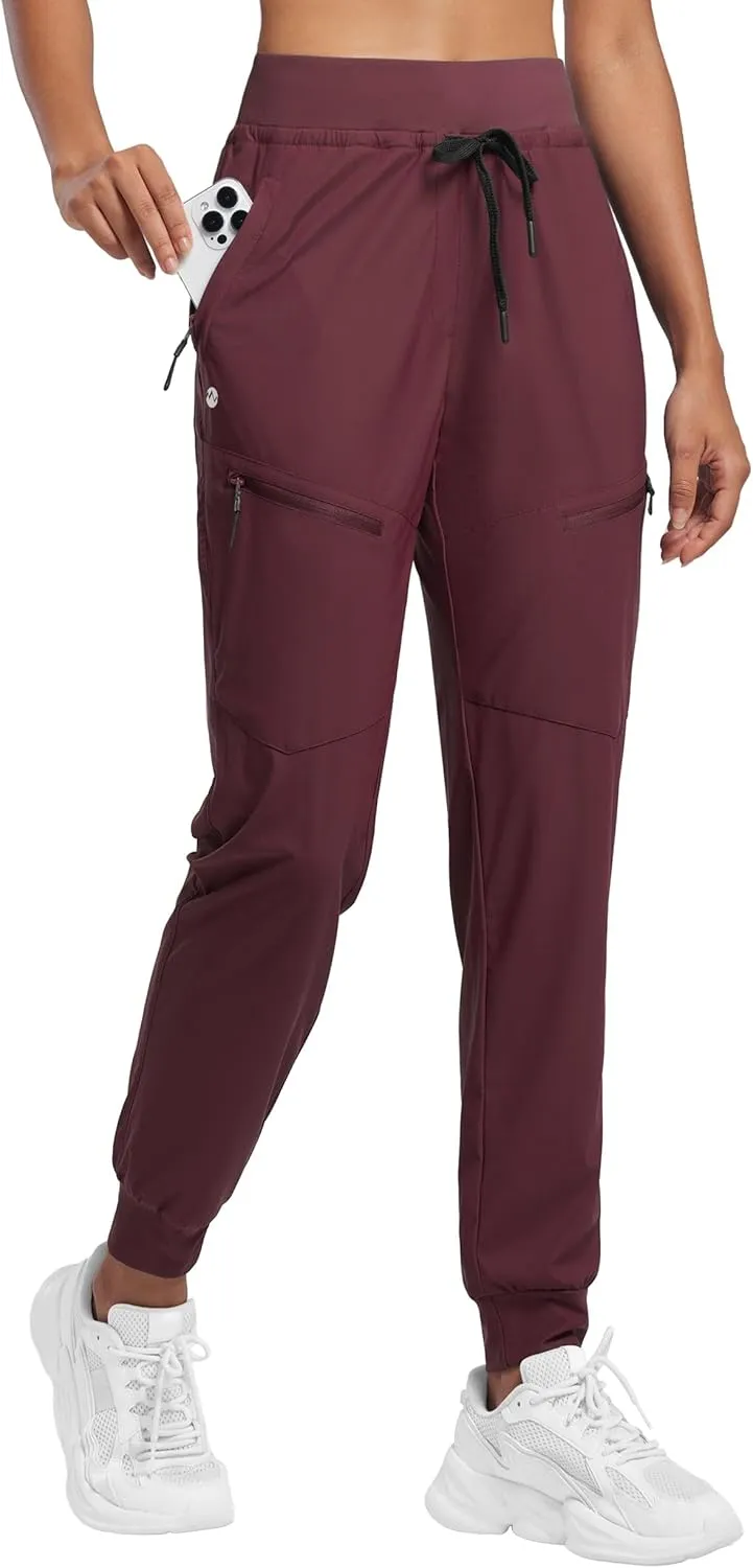 Willit Women's Joggers Lightweight Hiking Pants Quick Dry Travel Athletic Track Pants Zipper Pockets UPF 50 