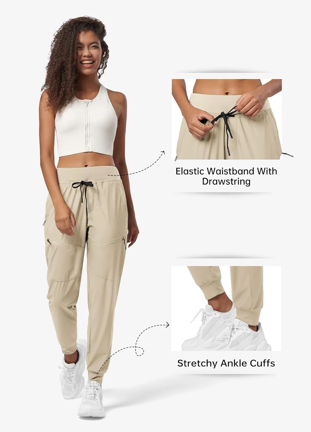 Willit Women's Joggers Lightweight Hiking Pants Quick Dry Travel Athletic Track Pants Zipper Pockets UPF 50 