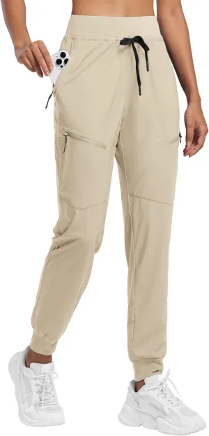 Willit Women's Joggers Lightweight Hiking Pants Quick Dry Travel Athletic Track Pants Zipper Pockets UPF 50 