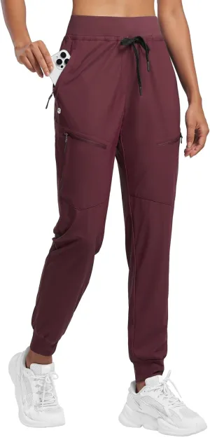 Willit Women's Joggers Lightweight Hiking Pants Quick Dry Travel Athletic Track Pants Zipper Pockets UPF 50 