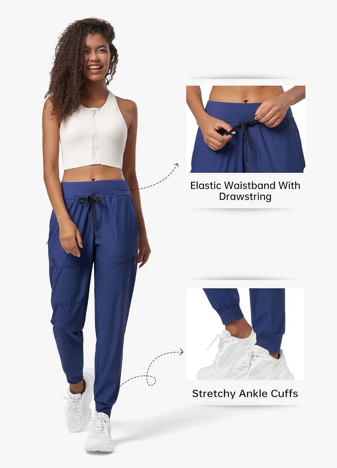 Willit Women's Joggers Lightweight Hiking Pants Quick Dry Travel Athletic Track Pants Zipper Pockets UPF 50 