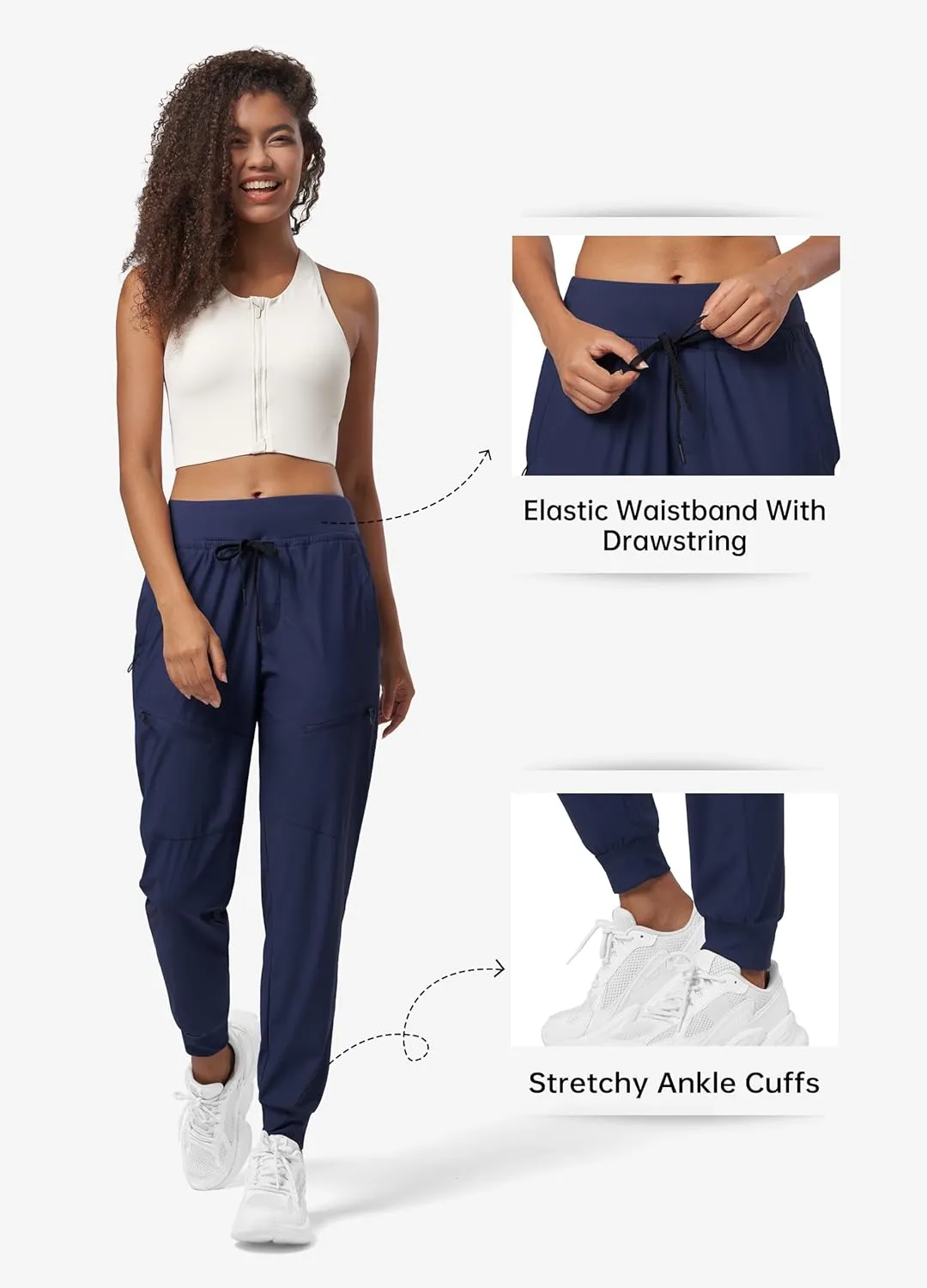 Willit Women's Joggers Lightweight Hiking Pants Quick Dry Travel Athletic Track Pants Zipper Pockets UPF 50 