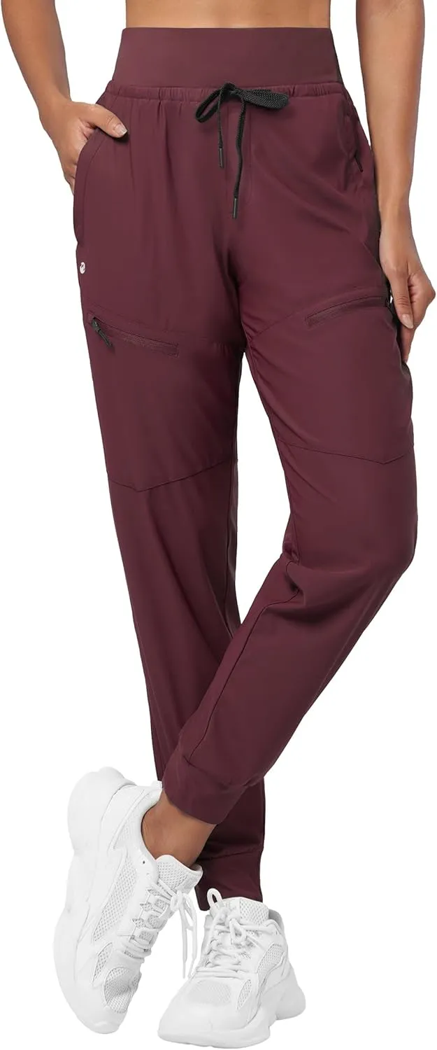 Willit Women's Joggers Lightweight Hiking Pants Quick Dry Travel Athletic Track Pants Zipper Pockets UPF 50 