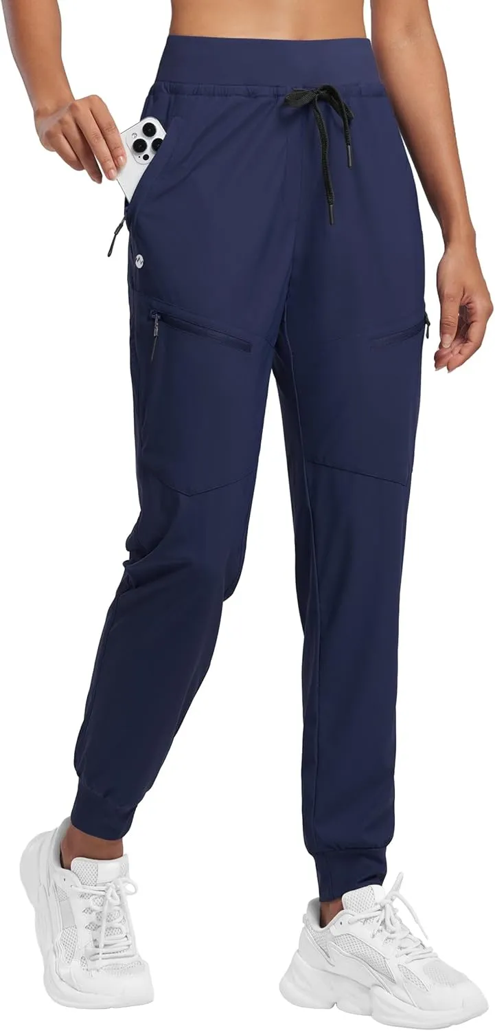 Willit Women's Joggers Lightweight Hiking Pants Quick Dry Travel Athletic Track Pants Zipper Pockets UPF 50 