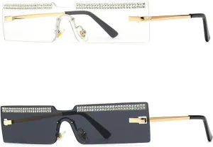 willochra Rhinestone Rectangle shape Sunglasses Women Fashion square Diamond bling party Sun Glasses Crystal Vintage Shades