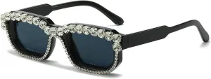 willochra Square Rhinestone Sunglasses for Women Luxury Sunglasses for Women Vintage Cat Eye Sunglasses UV400 Protection F27