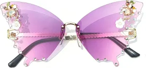 Willochra Women Butterfly Cat Eye Sunglasses - Fashion Shiny Bling Diamond Polygonal Pink Rhinestone Sunglasses