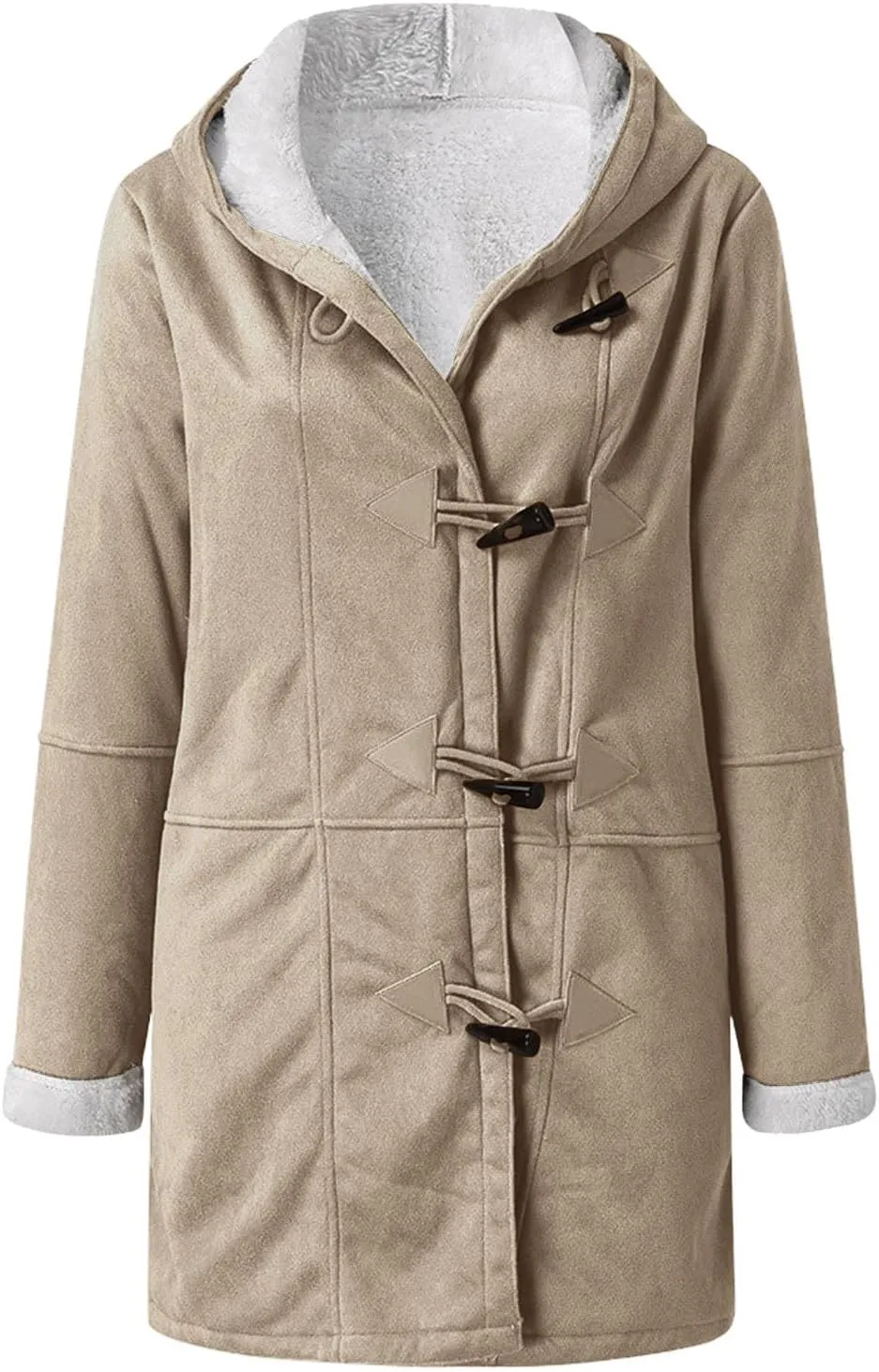 Winter Jackets for Women Sherpa Lined Suede Coat Thick Hooded Jacket Plus Size Parka Coat Warm Outerwear with Pockets