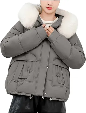 Winter Puffer down Jacket for Women Oversized Warm Outdoor Coat Ladies Hooded Padded down Jacket with Removable Hooded