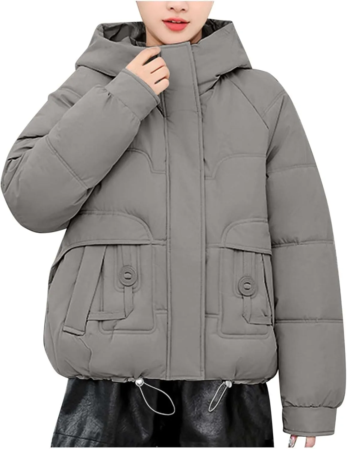 Winter Puffer down Jacket for Women Oversized Warm Outdoor Coat Ladies Hooded Padded down Jacket with Removable Hooded