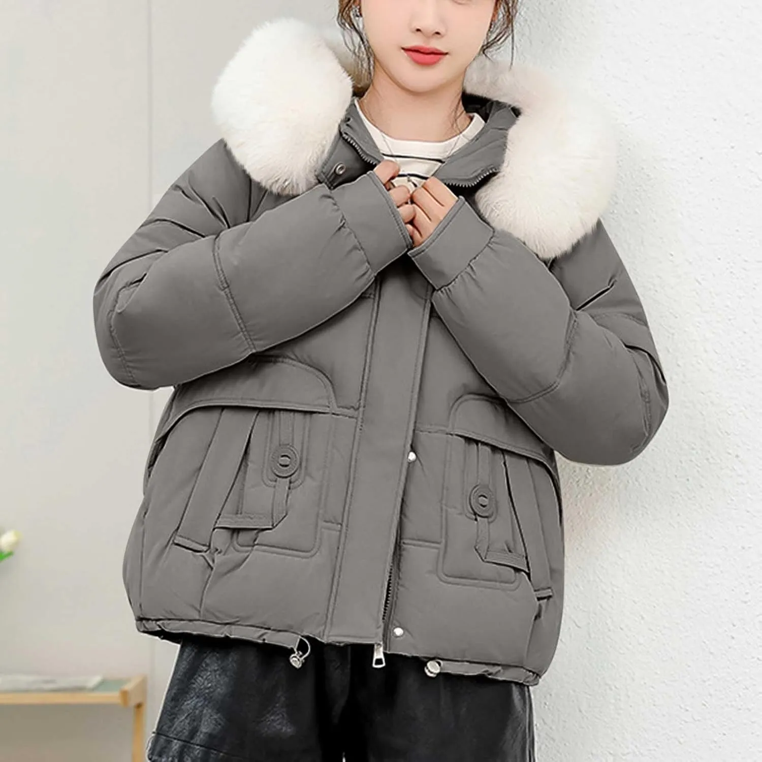 Winter Puffer down Jacket for Women Oversized Warm Outdoor Coat Ladies Hooded Padded down Jacket with Removable Hooded
