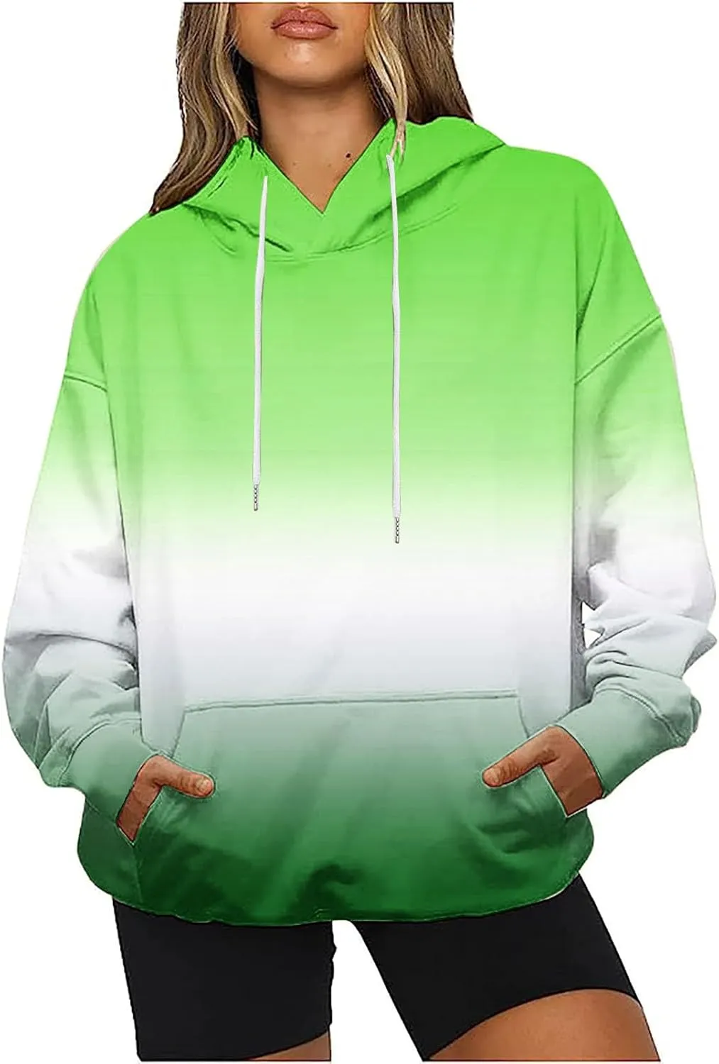 Women 2024 Oversized Sweatshirts Neno Print Drawstring Cute Hoodies Pullover Tops Fall Winter Trendy Clothes