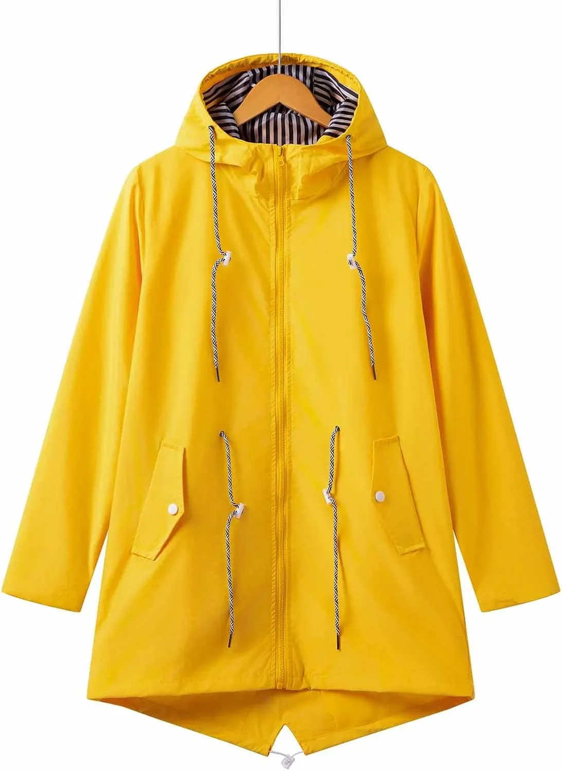 Women Casual Ligtweight Military Jackets Anorak Utility Drawstring Waist Hoodie Zip Up Fall Rain Jackets with Pockets