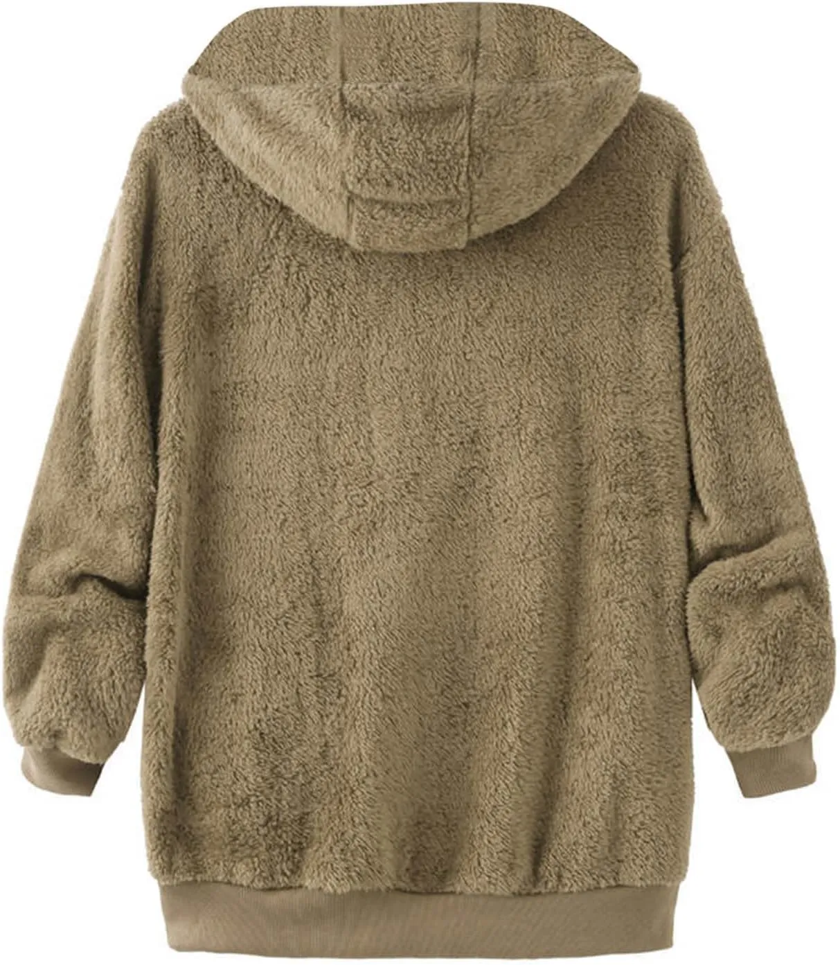 Women Fuzzy Hoodie Zip Up Fleece Jacket Long Sleeve Colorblock Sweatshirt Oversized Fluffy Coat Fall Winter Outerwear