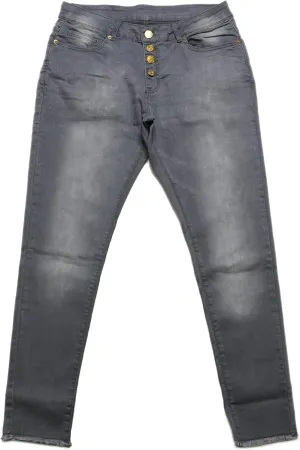 Women High Waist Skinny Stretch Jeans - Womens Skinny Jeans High Waisted - Four Button Front Closure Women Jeans - Gray Colored Jeans - Stretch Jeans for Women (Medium)