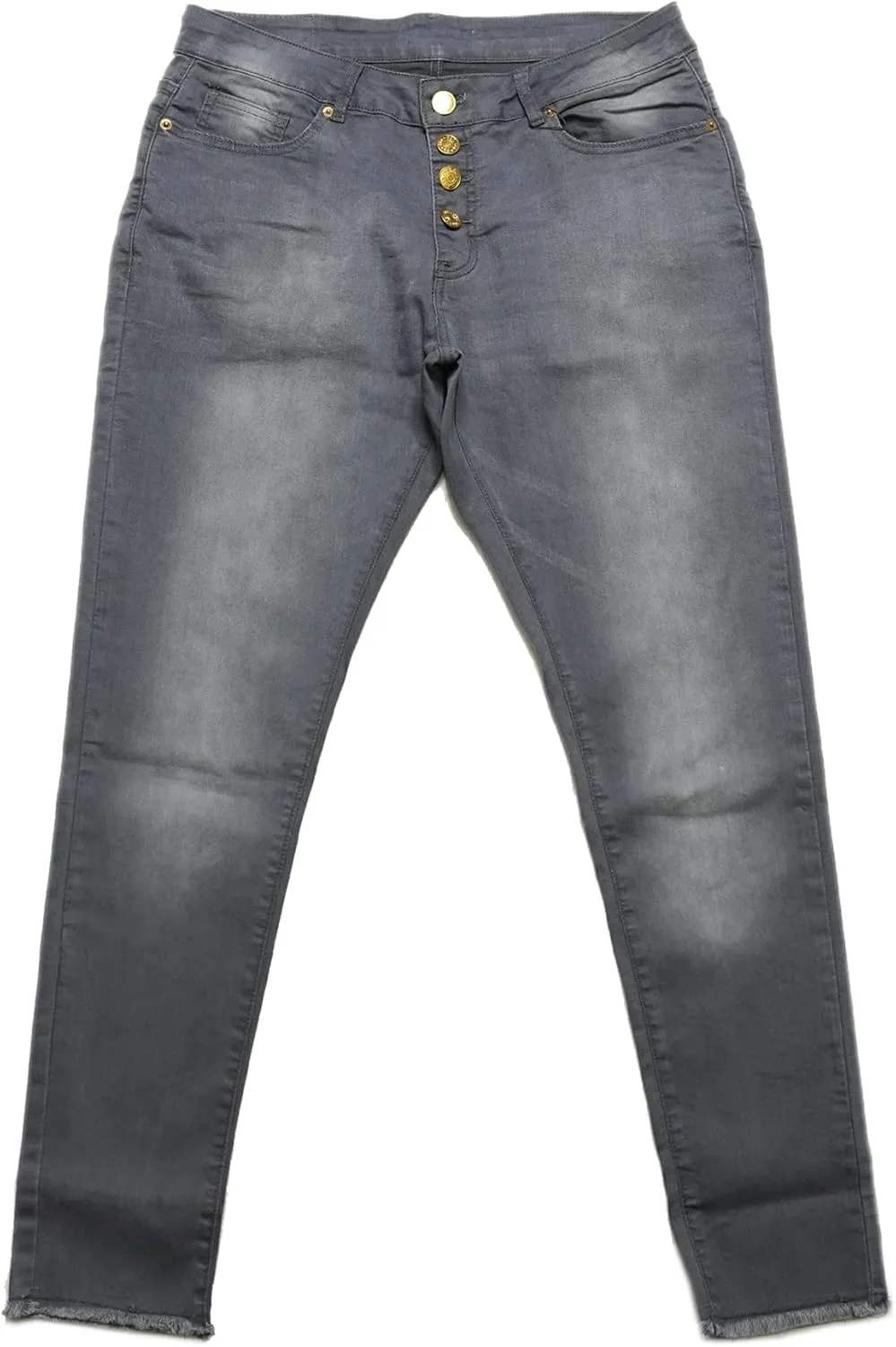 Women High Waist Skinny Stretch Jeans - Womens Skinny Jeans High Waisted - Four Button Front Closure Women Jeans - Gray Colored Jeans - Stretch Jeans for Women (Medium)