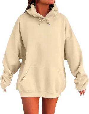 Women Hoodies Dress Long Sleeve Tunic Dress Striped Hooded Sweatshirts Dress Casual Oversized Sweatshirts with Pocket