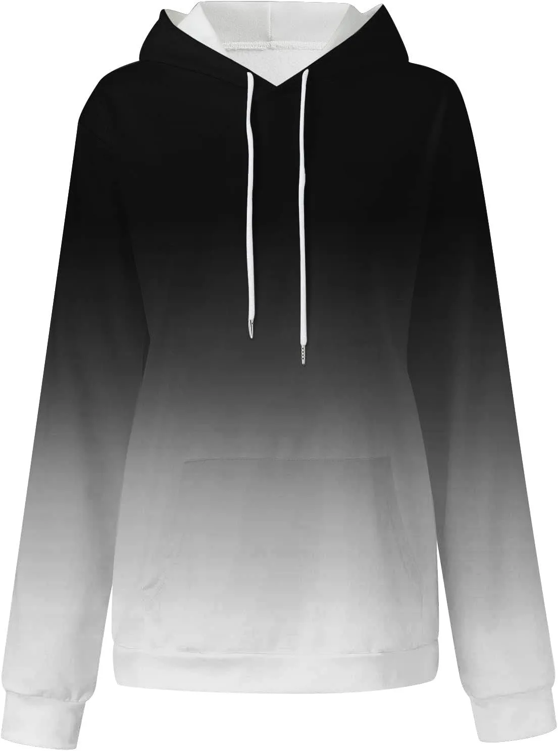 Women Oversized Hoodies&Sweatshirt,Fashion Gradient/Floral Pattern Drawstring Hooded Pullover Tops Fall Clothes