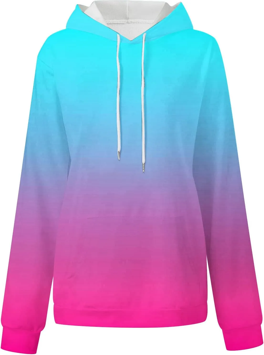 Women Oversized Hoodies&Sweatshirt,Fashion Gradient/Floral Pattern Drawstring Hooded Pullover Tops Fall Clothes