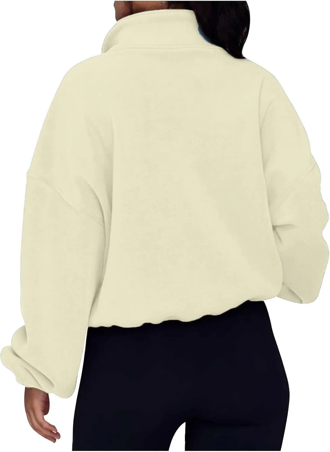 Women Quarter Zip Pullover Cropped Sweatshirts Fashion Teen Girls Y2k Fleece Fall Outfits Clothes Casual Sweatshirts