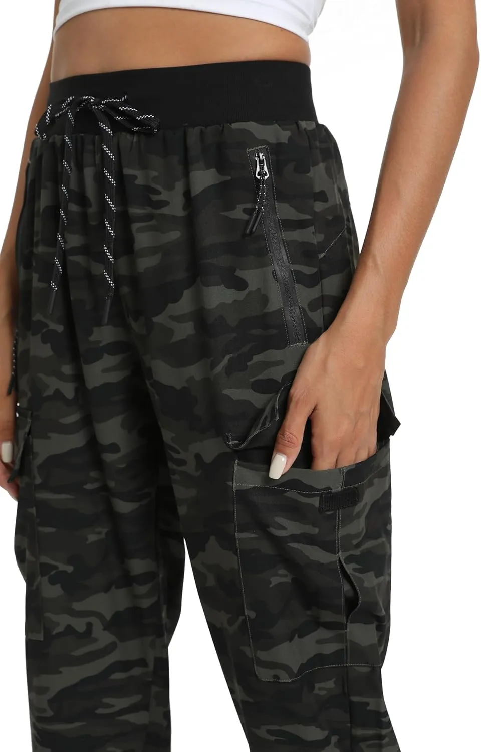 Womens Cargo Pants with Pockets-Lightweight Quick Dry Water Resistant Hiking Pants for Travel Casual Athletic and Outdoor