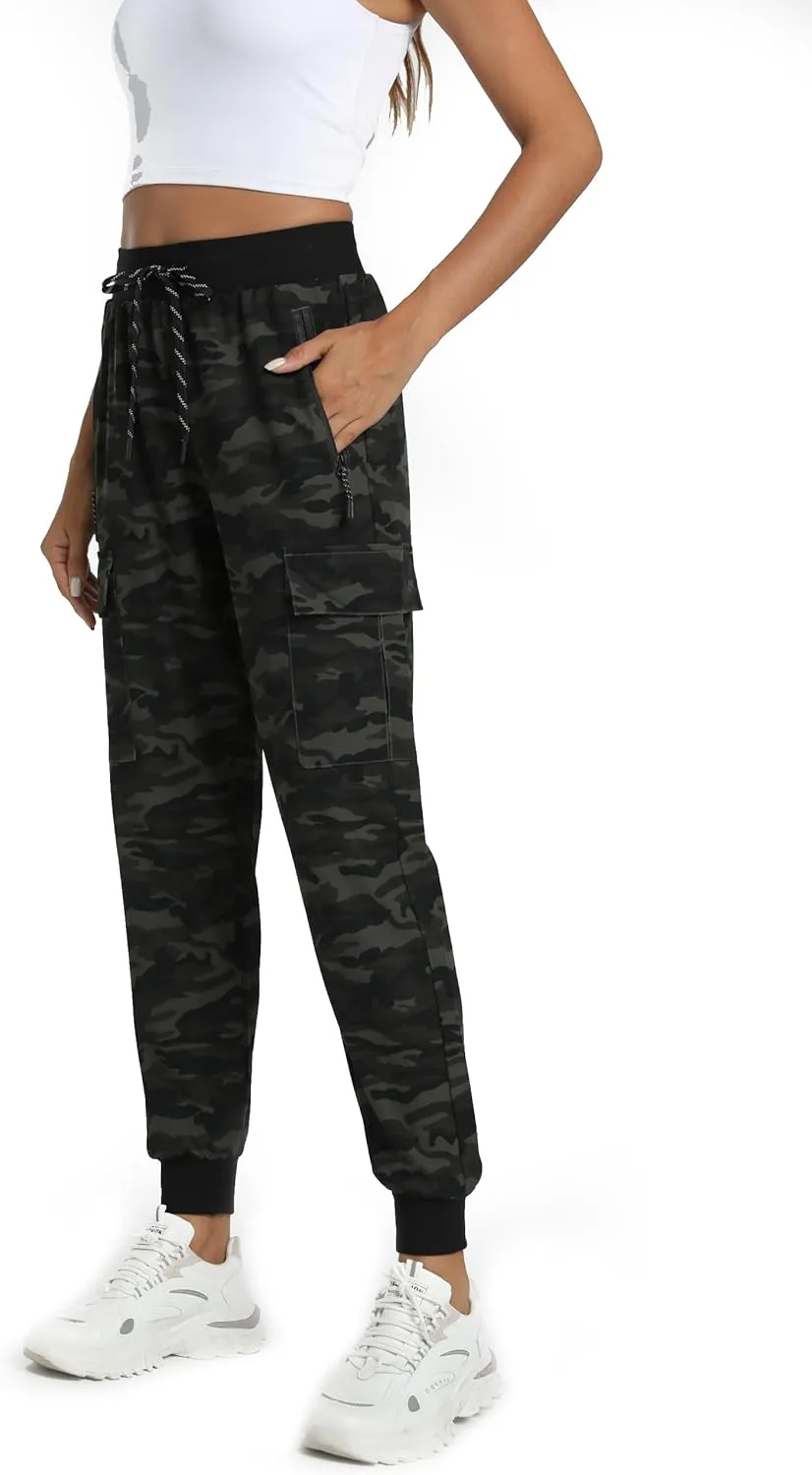 Womens Cargo Pants with Pockets-Lightweight Quick Dry Water Resistant Hiking Pants for Travel Casual Athletic and Outdoor