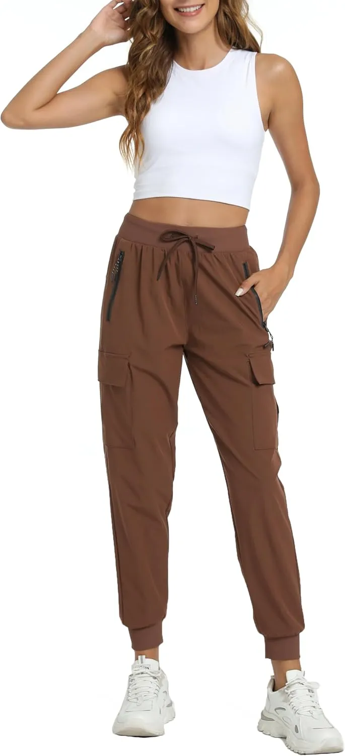 Womens Cargo Pants with Pockets-Lightweight Quick Dry Water Resistant Hiking Pants for Travel Casual Athletic and Outdoor