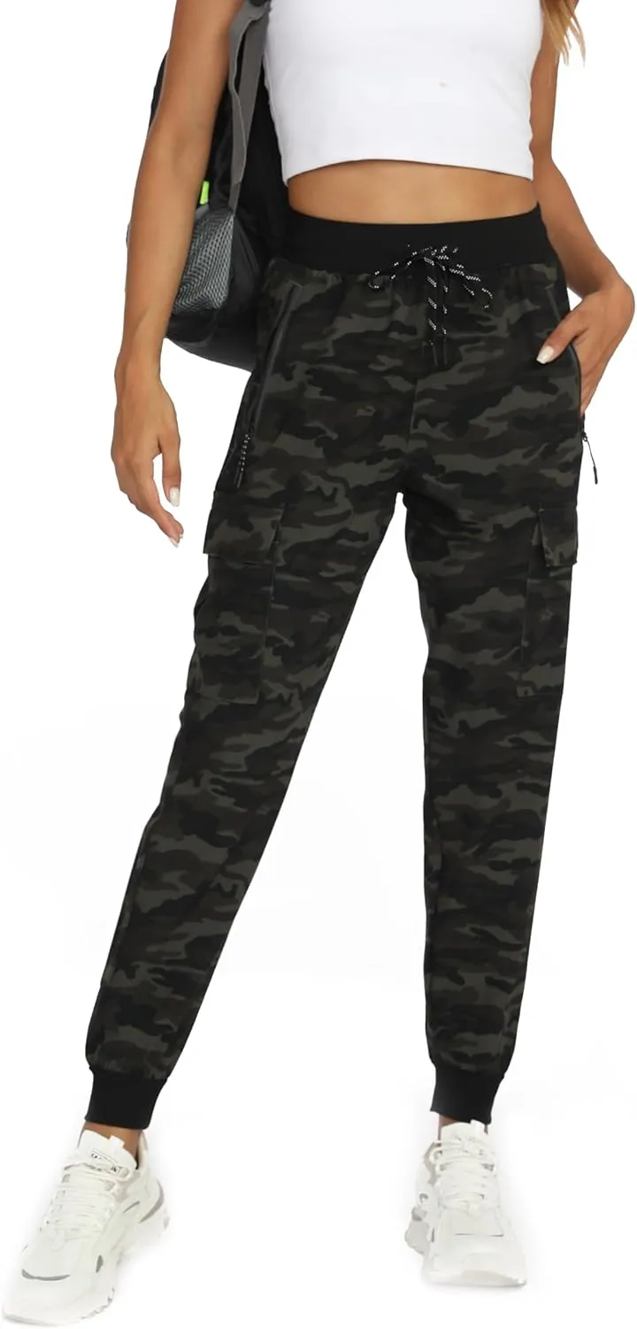 Womens Cargo Pants with Pockets-Lightweight Quick Dry Water Resistant Hiking Pants for Travel Casual Athletic and Outdoor